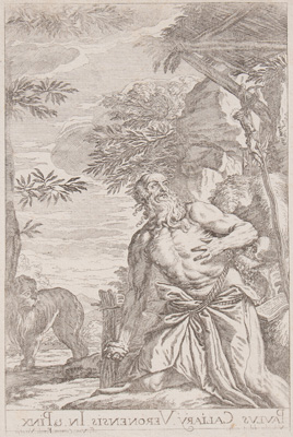 Veronese etching from 1682 St. Jerome in the Wilderness